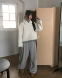 Bnet round button fur short jacket coat
