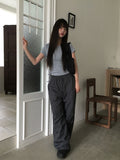 [A/M]Miran Nylon String Pintuck Wide Pants