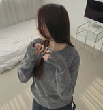 Wool Warmer Button Sleeve Silt Feminine Long Sleeve Knit