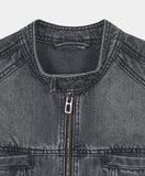 SNAP BIKER DENIM JACKET