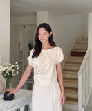 Clove Shirring Short Sleeve Tee Blouse