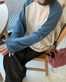 [BAONHAUS] Hosh color matching raglan knit long sleeve T-shirt