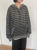 [unisex] Endel Stripe Net Hood Zip-up