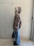 Tiken Herringbone Wool Hood Fur Jacket