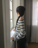 Giron Stripe One Off Shoulder Unbalance T-Shirt