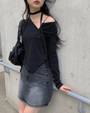 Shino Washing Denim Mini Skirt