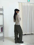 Haas Rivet Pintuck Cotton Wide Pants