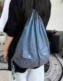 Ker pleats Glossy string backpack