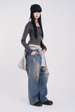 Sunrise strap damage denim pants