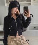 Caro Stud Slim Fit Two Way Hooded Zip-Up
