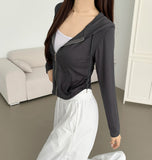 Daily Basic Slim Fit Long Sleeve Hood T-Shirt