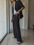 Made linen two tuck wide slacks