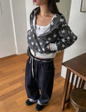 More Than Star Color Matching Two-Way Crop Hood Zip-Up