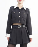 Annyou stripe tweed jacket + skirt set