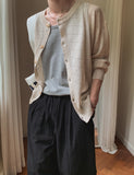 Ropi Punched Linen Knit Cardigan