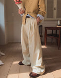 Porori three-tuck back banding slacks