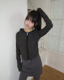 Roban Slim Stripe Two-Way Hooded Zip-Up