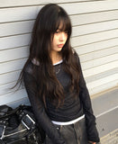 [1+1][MADE] Hanky Tencel Layered See-through Long Sleeve T-Shirt