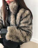 Nupe Two-Tone Fur Two-Way Zip-Up Jumper