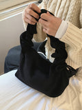 Miel Suede Shirring Ribbon Shoulder Bag
