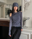 Nilo cutting see-through layered set - long sleeve, sleeveless