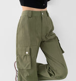 Cut long semi-straight cargo pocket pants