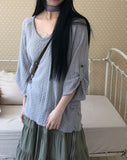Mi Kim Roll-Up Three Quarter T-Shirt