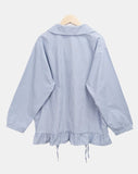 Rundy Check Shirring Round Collar Blouse