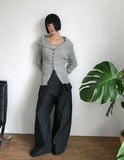 (WOOL) RIB BUTTON CARDIGAN