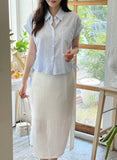 Rudelin Stripe Seersucker Shirring String Shirt