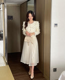 Pierre Double Tulle Lace Pleated Banding Skirt