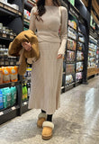 [Two Piece set] Caz Cross Rib Wrap Knit Long Skirt Set