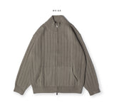 High neck knit zip-up cardigan