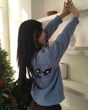 Phen Daisy Flower Collar Two Way Knit Zip-up