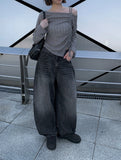 Sone Vintage Washing Wide Denim Pants