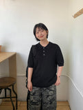 [Unisex] Monmock Cable Collar Over Short Sleeve Knit