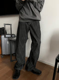 Slab Detail Semi-Wide Denim Matte Black