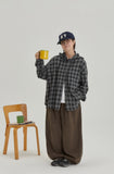 [BAONHAUS] Kitket Check Over Hood Shirt