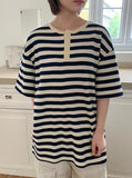 [unisex] Hemda Stripe Over Short Sleeve Tee