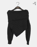 Chetil diagonal ribbed year-end look off-shoulder knit