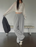 Fire embroidered string training pants