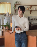 Furnon Ribbed Half-Zip Muscle Long Sleeve Tee