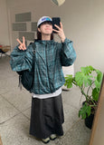 [unisex] Dorico Check Hood String Wind Jacket