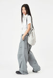 Cotton waist string parachute pants