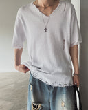 Atelie damage V-neck short sleeves knitwear