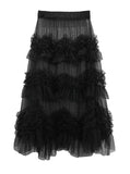 Buffle see-through frill tiered skirt