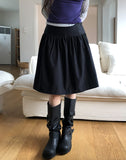 Huring Double Button Balloon Midi Skirt