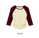 Tones Shirring Raglan Three Quarter T-shirt