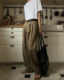 Ice two-tuck linen pants