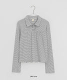Moonta Stripe Frill Collar Long Sleeve Tee
